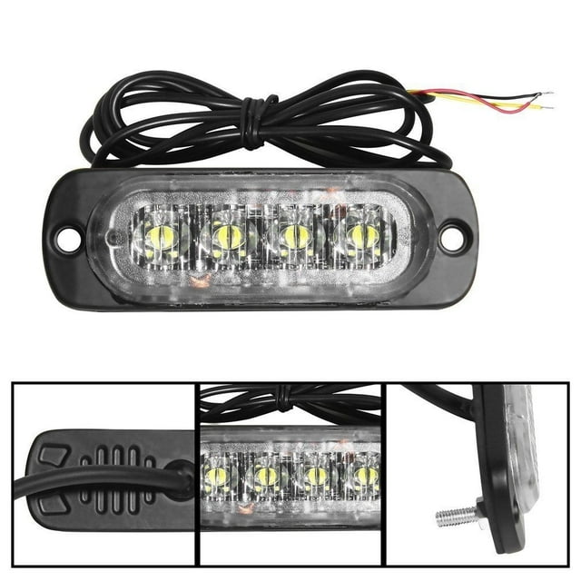 4 LEDs 12-24V Car Vehicle Truck Strobe Flash Light Side Warning Caution Lamp