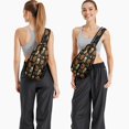 thumbnail image 6 of Sling Backpack,Skull Pumpkin Halloween Pattern Crossbody Bag with Water Bottle Holder,Waterproof Sling Bag for Men/Women with Chest Phone Holder for Hiking,Travel, 6 of 6