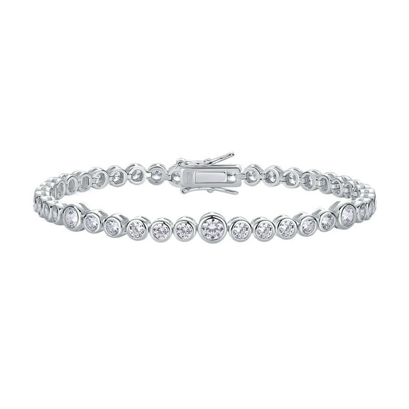 Moissanite Tennis Bracelets for Women 0.1-0.3 Carat Womens Diamond Bracelet White Gold Plated Silver Diamond Bracelet for Wedding Bracelets for Brides