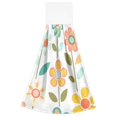 thumbnail image 7 of Yayeee Kitchen Hanging Hand Towels Set of 2 with Loop Bathroom Absorbent Tie Towel, Orange Retro Flower, 7 of 7