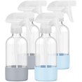 thumbnail image 1 of 4 Pack Glass Spray Bottles 8 oz, Empty Refillable Containers with Silicone Sleeve Protection, Glass Spray Bottles for Cleaning Solutions, Hair and Plants with Adjustable Nozzles Blue&Grey, 1 of 8