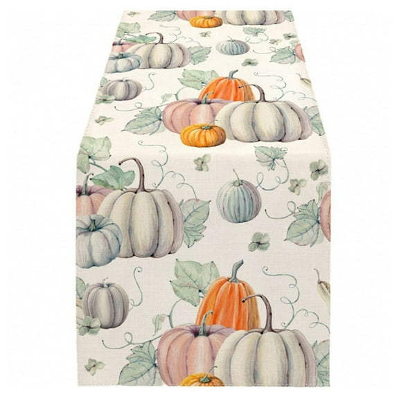 Festive Pumpkin Table Runner Fall Harvest Decor for Kitchen Dining Table Easy to Clean Linen