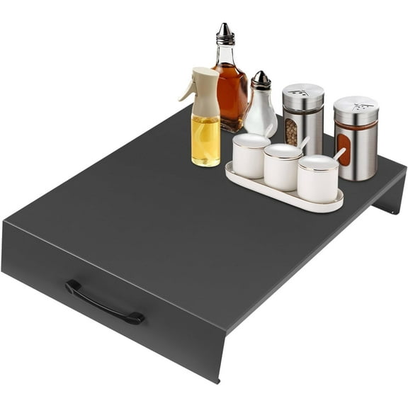 Noodle Board Stove Cover with Handles, Stove Top Cutting Board Cover Gas Stove Cover Board Carbon Steel Stove Top Covers for Gas Burners and Electric Stove (Grey)