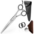 thumbnail image 1 of Tijeras profesionales para cabello rectas de 6 pulgadas con cuchillas extremadamente afiladas Tijeras de corte de cabello de acero 440C Tijeras de peluquero duraderas de movimiento suave y corte fino, 1 of 5