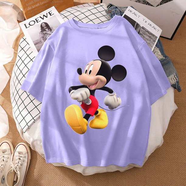 Woman Summer New 2022 Hot Cartoon Disney Mickey And Friends Minnie Mouse Leopard Bow Portrait T-Shirt Short Sleeve Teen TopsS Gao Jinjia LED