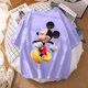 thumbnail image 1 of Woman Summer New 2022 Hot Cartoon Disney Mickey And Friends Minnie Mouse Leopard Bow Portrait T-Shirt Short Sleeve Teen TopsS Gao Jinjia LED, 1 of 2