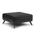 thumbnail image 3 of Owen 36 inch Wide Mid-Century Modern Square Coffee Table Storage Ottoman in Distressed Black Vegan Leather, 3 of 11