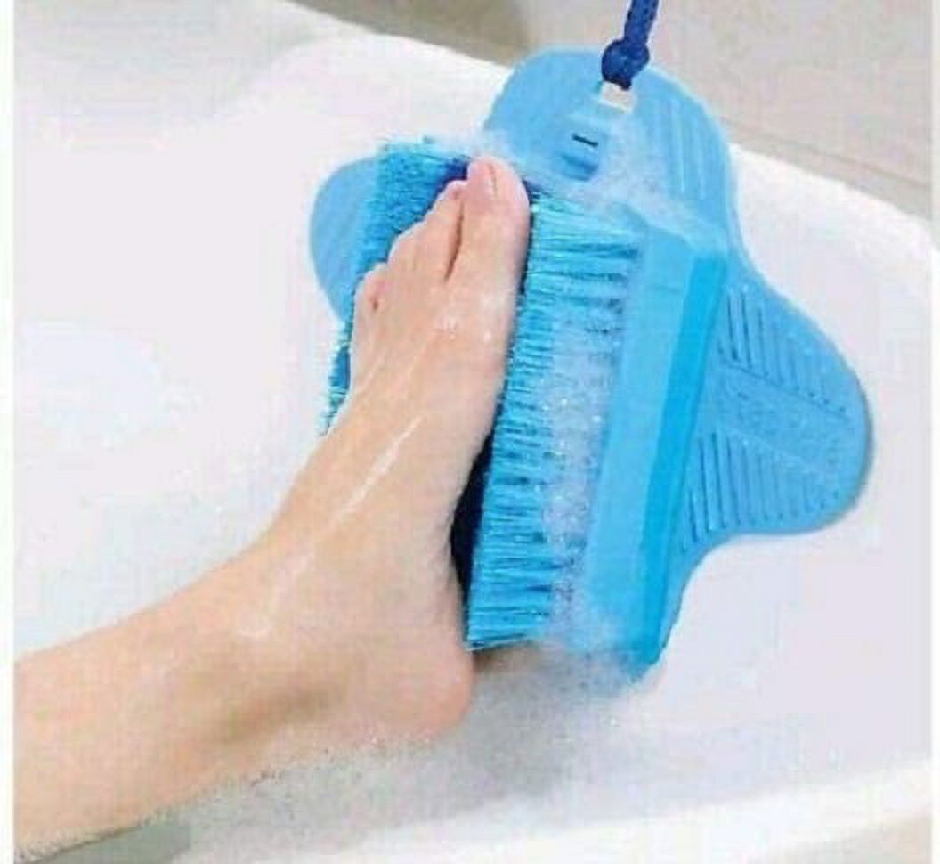 Foot Scrubber with Pumice Stone Brush Feet Massager SPA Cleaner with Non-Slip Suction Cups,Callus Remover for Shower Floor(Blue with Pumice Stone)