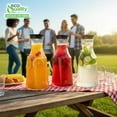thumbnail image 4 of EcoQuality 34oz Clear Plastic Water Carafe Pitchers with Black Flip Top Lid - Square Base Juice Beverage Container Bottle with Spout For Mimosa Bar, Lemonade, Smoothies, Cold Brew, Milk, Iced Tea (6), 4 of 8