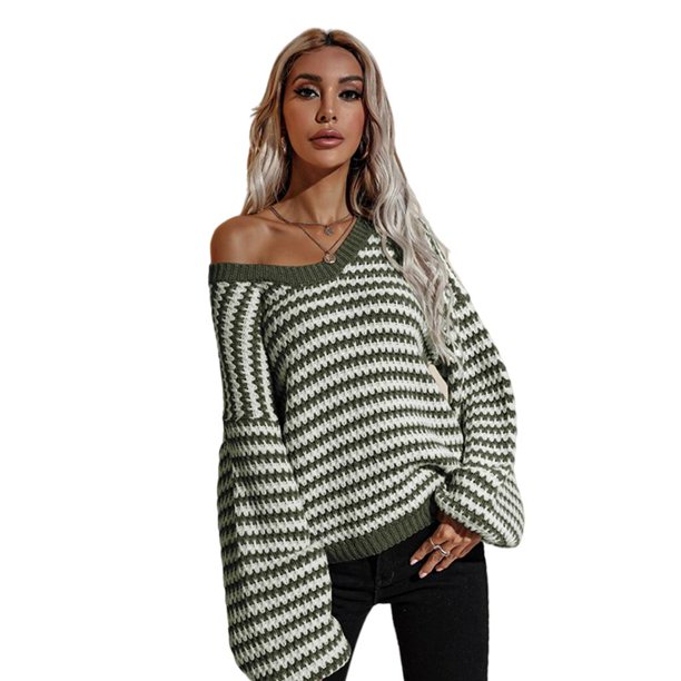 Suéteres De Mujer Con Cuello En V Fuzzy Knit Multicolor Talla ML XL verde M Yuyangstore Suéter con cuello en V para mujer