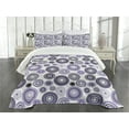 thumbnail image 3 of Ambesonne Purple Black Quilted Bedspread Set 3 Pcs, Mandala, Queen Size, Violet Black White, 3 of 5