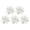 thumbnail image 2 of Christmas Decorations Clearance! Christms Tree Decorations, 5.5'' Artificial Flowers with Clips Christmas Xmas Tree Ornaments for Home Wedding Party Indoor Outdoor Wreath Decor White(5Pcs with Clips), 2 of 2