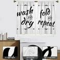 thumbnail image 2 of Laundry Kitchen Curtains Black and White Wash Quotes Words Dry Fun Printed Simple Small Short 27.5" W x 36" L Window Treatment Tiers for Bedroom Living Room Bathroom 2 Panels Rod Pocket Drapes, 2 of 6