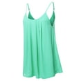 thumbnail image 2 of A2Y Women's Relaxed Fit Wool Dobby Woven Double Layer Spaghetti Cami Pleated Top Blue Mint S, 2 of 6