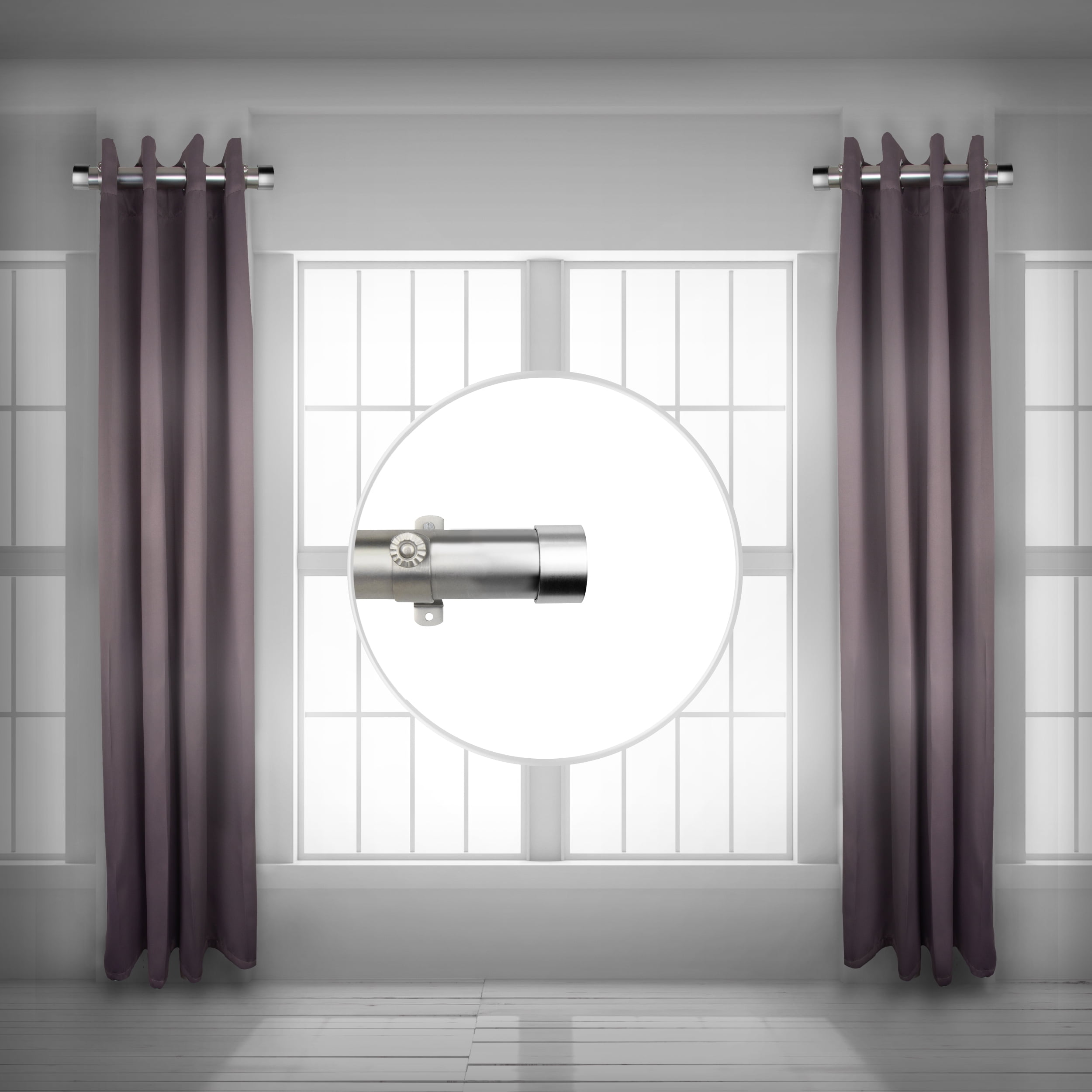 Collin 1.5" Side Curtain Rod 24 inch Long (Set of 2) - Satin Nickel