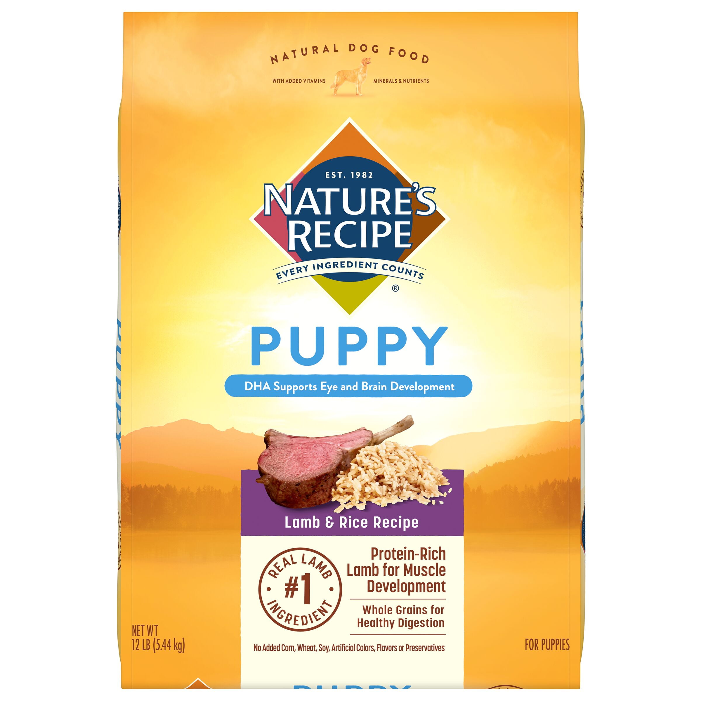 Nature′s Recipe Dry Puppy Food, Lamb & Rice Recipe, 12 lb. Bag
