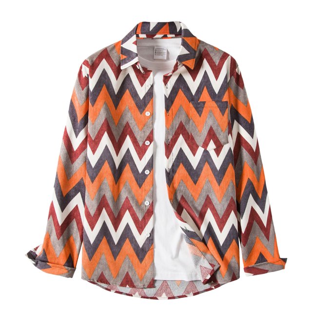 Awdenio Men's Printed Lapel Printed Shirt Jacket