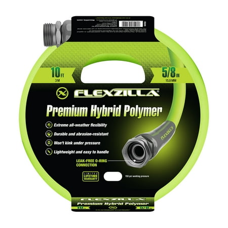 Flexzilla Premium Grade Garden Hose, 5/8 in. x 10 ft., Hybrid Polymer, ZillaGreen