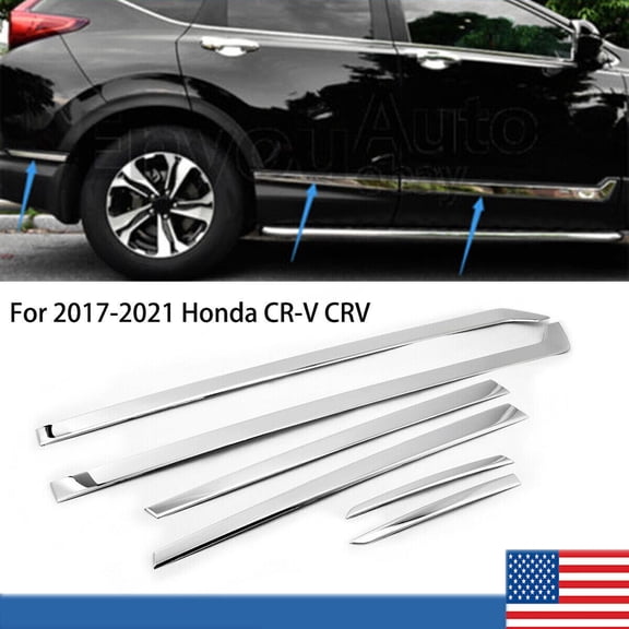 Fit For Honda 2017-2021 CRV Chrome Body Door Molding Trim Cover Stainless Steel
