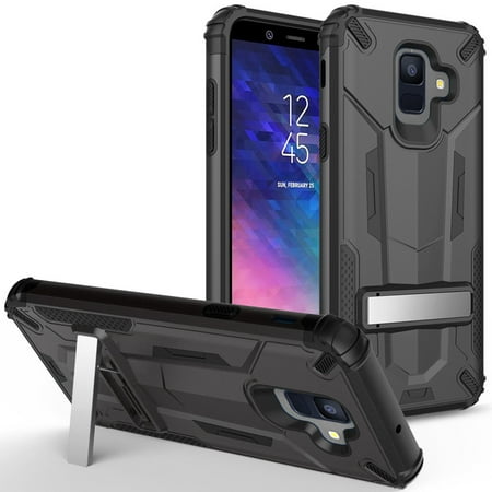 Kaleidio Case For Samsung Galaxy A6 (2018) [Mech Armor] Hybrid Drop Protection [Shockproof] Slim Fit Protective Impact Cover w/ Kickstand w/ Overbrawn Prying Tool