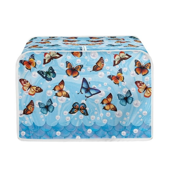 Tutolipy Daisy Butterfly 2 Slice Toaster Cover Small Kitchen Appliance Cover Bread Maker Dust Cover and Fingerprint Protection Home Kitchen Decoration Accessories, Blue