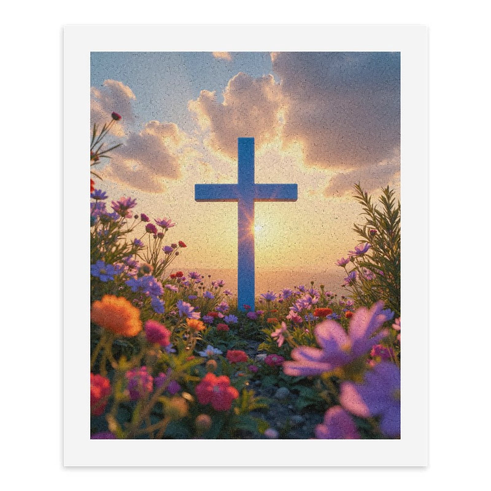 Paint By Numbers Kit for Adults Beginner - Sunset Flower Cross Landscape DIY Canvas Painting Kits for Adults, Frameless Paint By Number for Adults for Home Wall Decor 16x20 Inch