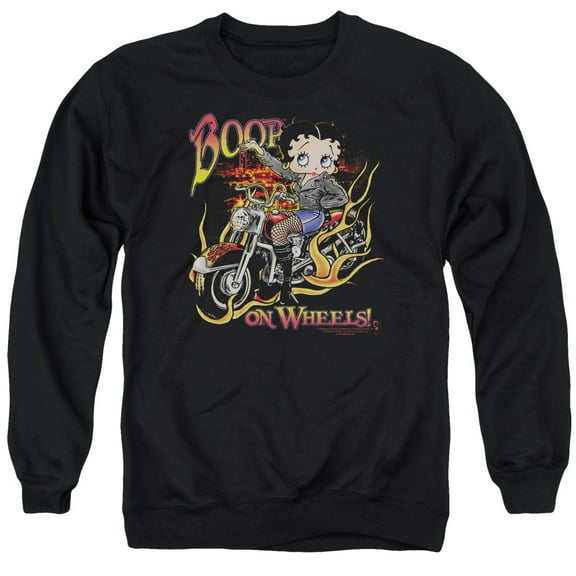 Betty Boop On Wheels Adult Crewneck Sweatshirt Black