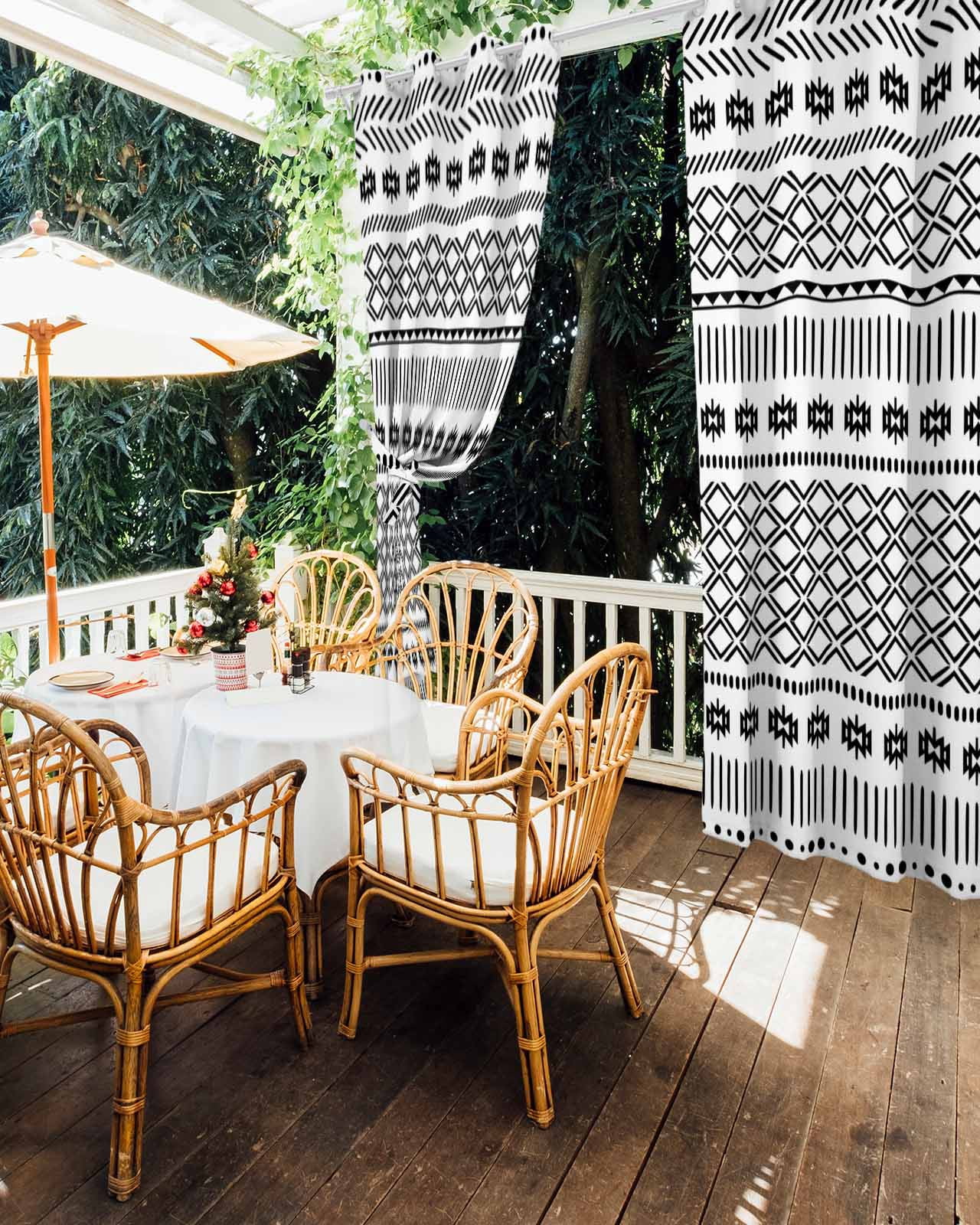 Abstract Art Outdoor Curtains for Patio, Geometric Privacy Drapes Grommet Waterproof Outside Curtains for Porch/Cabana/Balcony 54"x 108", 1 Panel