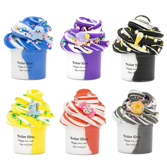 qILAKOG 70ml Furry Cloud Butters Slimes Clays Toy Non Settling With Accessories DIY Noodles Stretchy Slimes For Creatives Crafts