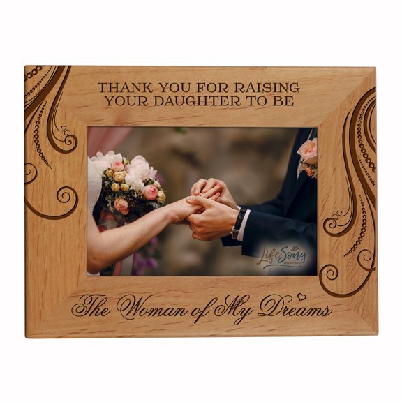 LifeSong Milestones Customized Engraved Horizontal Wedding Picture Frame -Thank you for raising your daughter