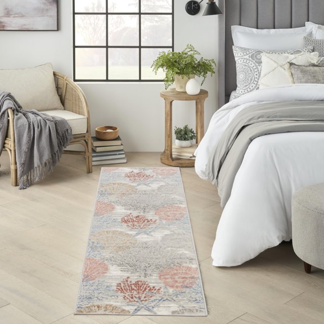 Alfombra Nourison Pompeya multicolor fácil de limpiar, 60 x 180 cm