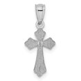 thumbnail image 3 of Real 14kt White Gold Budded Cross Charm Pendant; for Adults and Teens; for Women and Men, 3 of 4