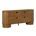 thumbnail image 5 of Walker Edison Modern Large Curved Wood Sideboard TV Stand, Medium Brown Oak, 5 of 12