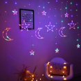 thumbnail image 3 of Luces decorativas de cortina de cadena estrellada de 3,5 m Lunas y estrellas Luz nocturna LED para decoración del hogar de fiesta, control remoto con batería/alimentado por USB, 3 of 5