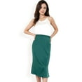 thumbnail image 2 of Women's Satin Midi Skirt With A-Line Silhouette And Elastic Waistband- Green,X Large, 2 of 7