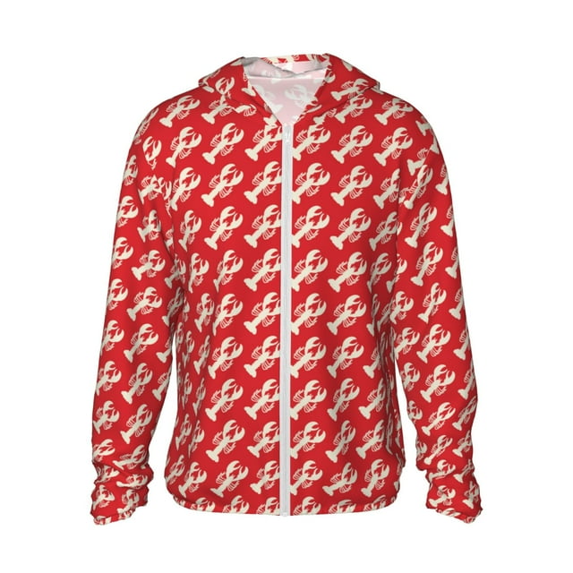 Cauagu Rétro Homards pour Protection Solaire Chandail à Capuchon pour Hommes et Femmes, Manches Longues Maillot Dermoprotecteur Pêche Course Séchage Rapide Léger-TG