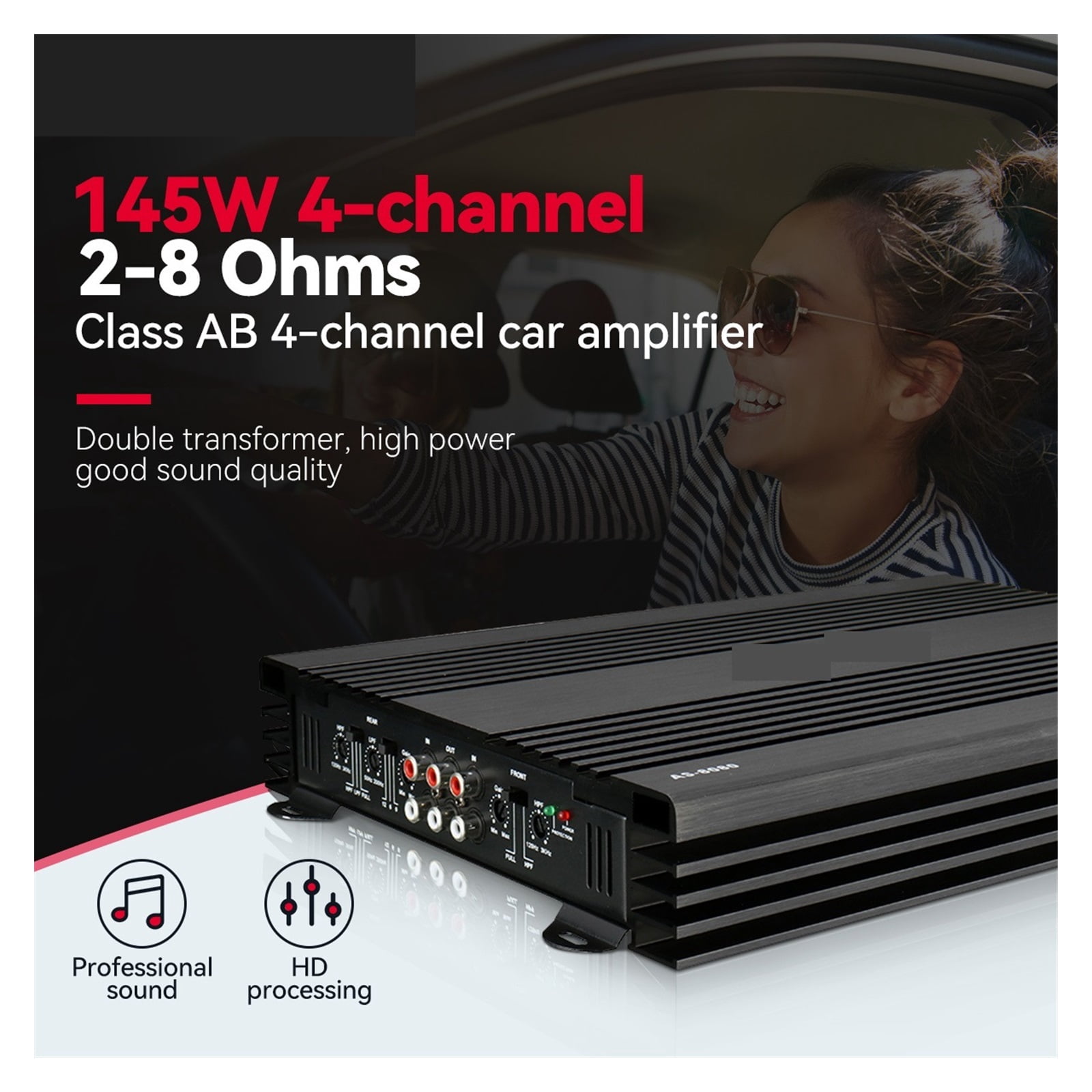 4 Channel 12V AS-8080 Car Amplifers 4CH Powerful Mini HiFi Digital Stereo Bass Power Amp Device Cars Subwoofer