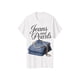 thumbnail image 1 of Denim and pearls pattern women's T-shirt - 180-gram pure cotton short sleeve round neck casual top, denim and pearls design, machine washable all-season comfortable, 1 of 6