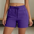 thumbnail image 2 of Zynoxe Shorts for Women with Zipper Pockets Comfy Elastic Waist Drawstring Womens Shorts Breathable Mid-Thigh Length Fitness Yoga Shorts Fashion Casual Solid Color Jogger Shorts M, 2 of 9