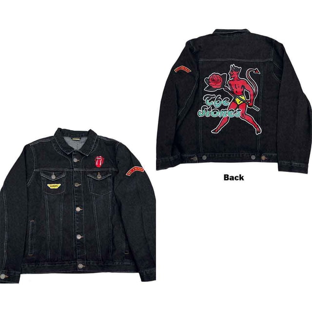 The Rolling Stones Unisex Denim Jacket Sympathy (Back & Sleeve Print)