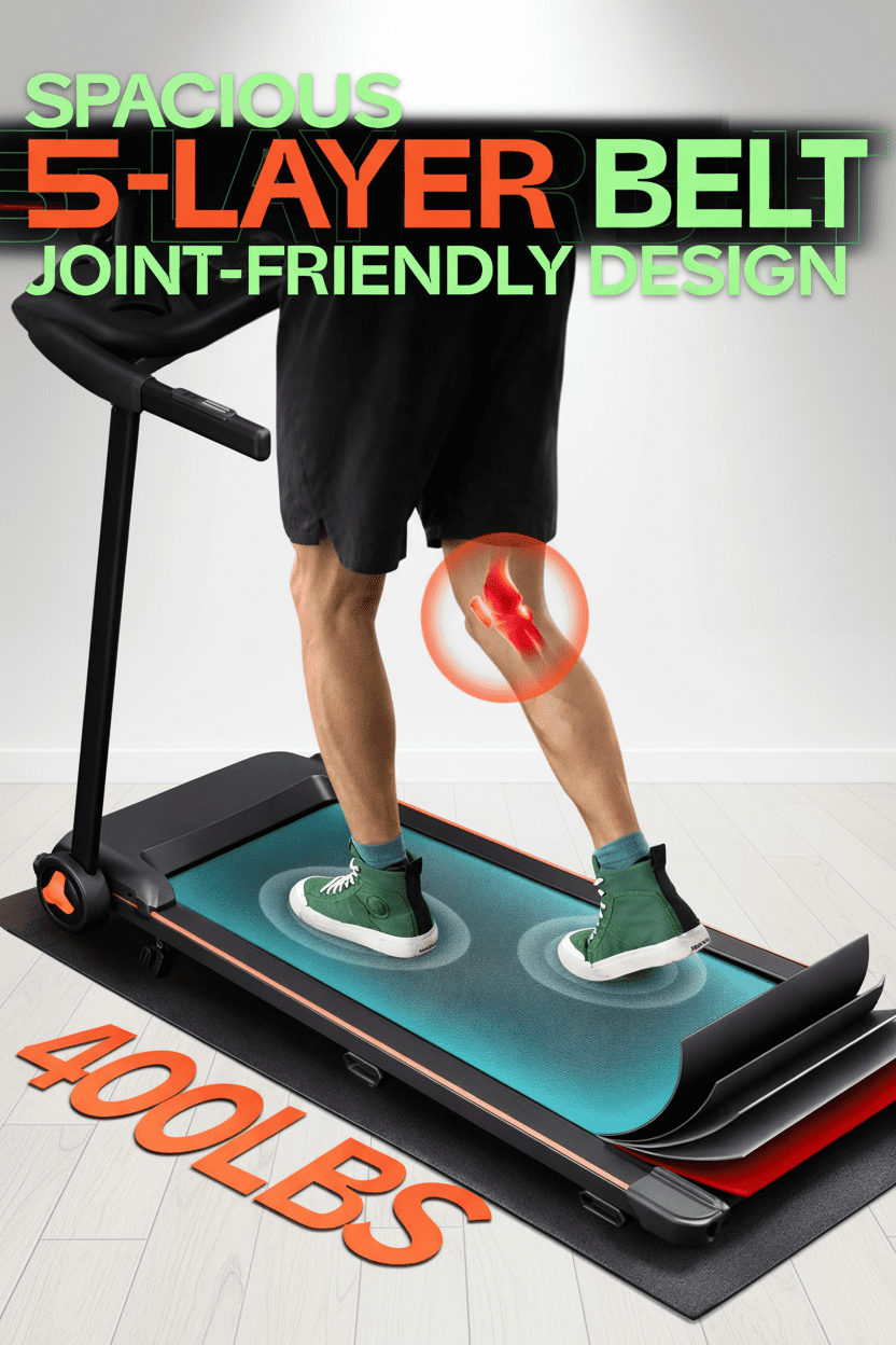 USLIM Under Desk Treadmill for Walking and Jogging, Folding Walking Pad with 8% Incline, 3.5HP Motor, LED Display, 400 lb Capacity