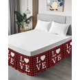 thumbnail image 4 of Valentine's Day Bed Skirt King Size 18 Inch Drop, LOVE Red Black Background Adjustable Elastic Dust Ruffles Bedskirt for King Bed Wrap Around Pleated Mattress Frame Cover, 4 of 9