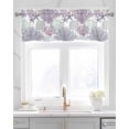 thumbnail image 2 of Purple Teal Grey Coastal Linen Curtain Valance for Bedroom/Bathroom/Kitchen/Office/Living/Dining Room Window,Summer Beach Coral Nautical Seaside Rod Pocket Topper Decorative Cafe Drapes Panel 54x18, 2 of 6