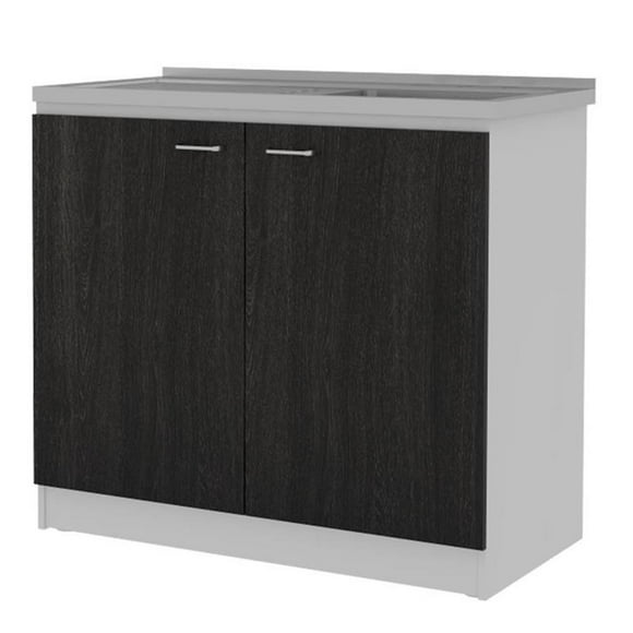 Pemberly Row Engineered Wood Cabinet with Utility Sink in Espresso