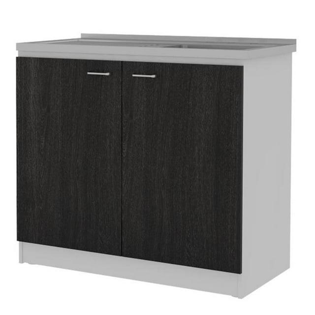 Pemberly Row Engineered Wood Cabinet with Utility Sink in Espresso