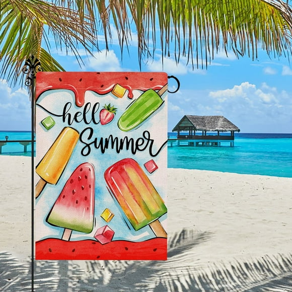 RKSTN Decorative flags Summer Series Garden Flag Summer Cool Elements Printed Courtyard Flag Welcome Flag Beach Decorative Flag A (Popsicle Style)