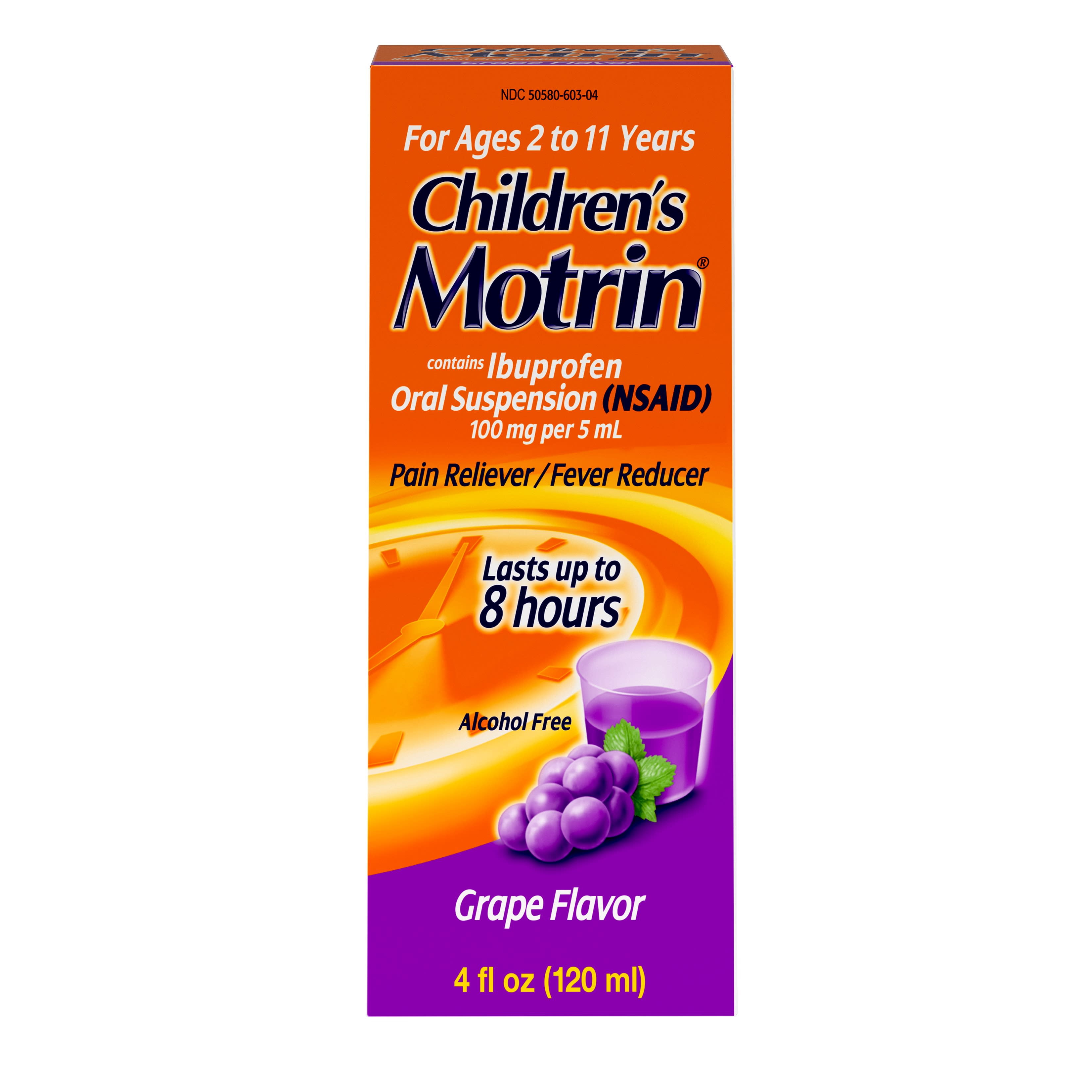 Children's Motrin Oral Suspension, Pain Relief, Ibuprofen, Grape