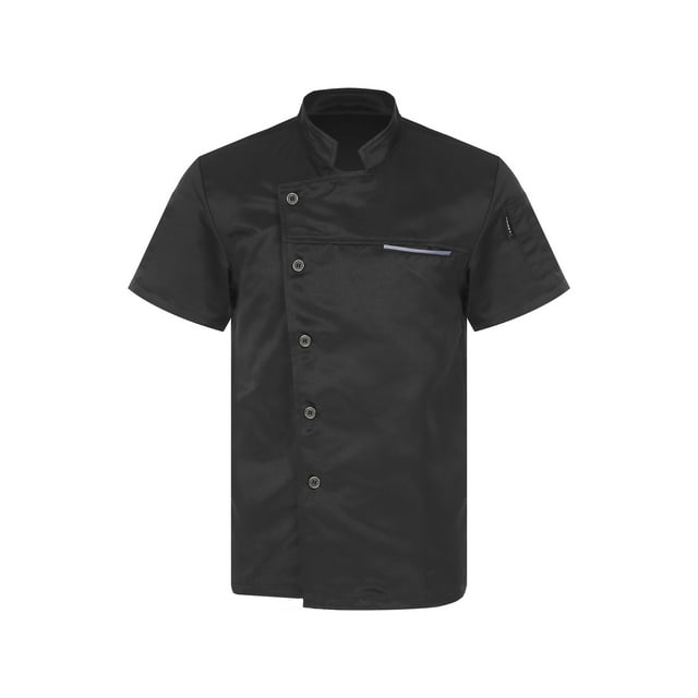 zdhoor Men's Short Sleeve Chef Jacket Classic Chef Coat Chef Shirt Kitchen Restaurant Hotel Work Black XXL