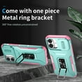 thumbnail image 2 of Phone Case for iPhone 16 Plus Case with Sliding Camera Cover, with 360° + 100° Free Rotation Metal Finger Ring Bracket, Fit Magnet Car Mount, 2 In 1 Case Cover for iPhone 16 Plus, Green, 2 of 8