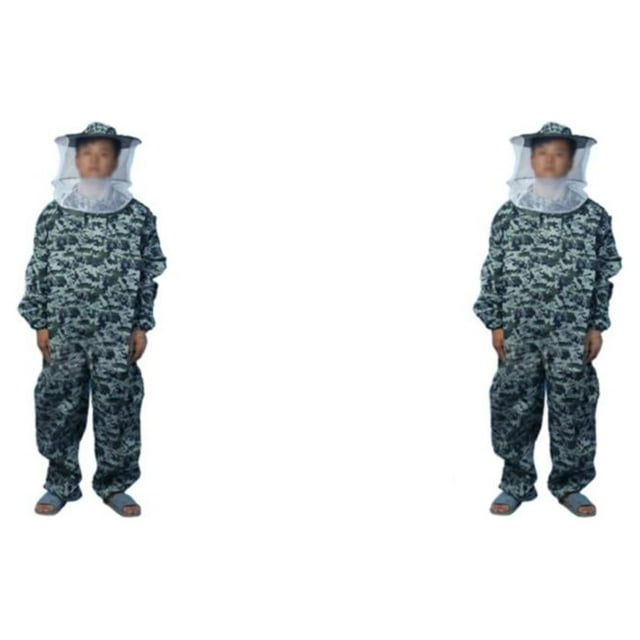 tssuouriy Aired Beekeeping Suit Durable And Easy To For Effective Protection Ventilated Jacket For Beekeeper Lightweight gray camo XL 2Set